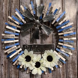 Rustic Windmill Decorative Clothespin Wreath
